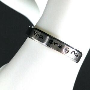 "You are my Love" CZ Stainless Steel Ring Wedding Anniversary Promise US Size 8